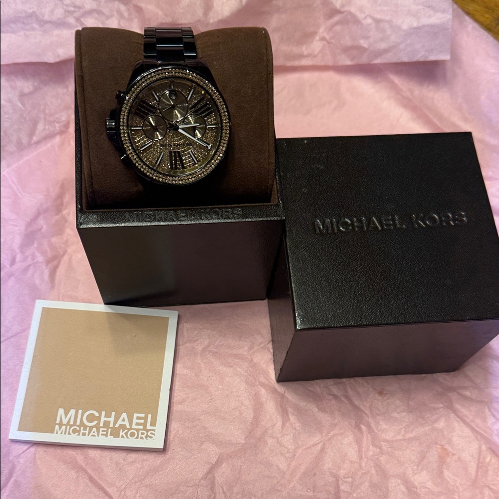 Michael Kors Black and Gold Chronograph Watch